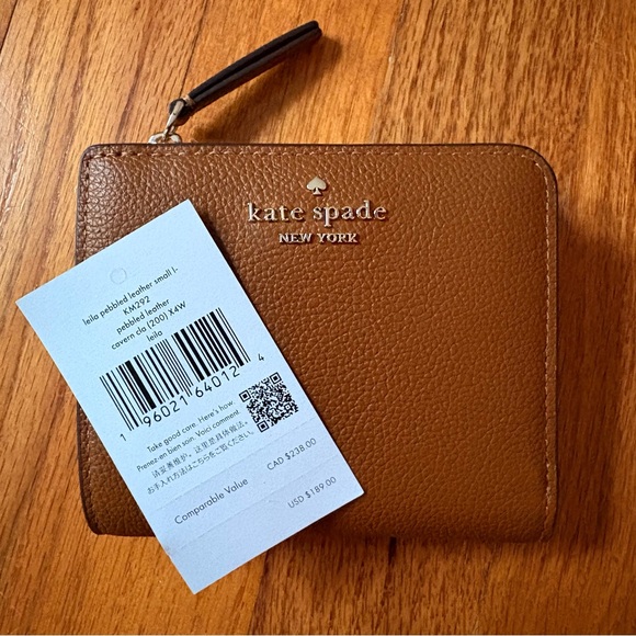 Kate Spade Leila Tan Pebbled Leather Zip Wallet - Picture 1 of 6